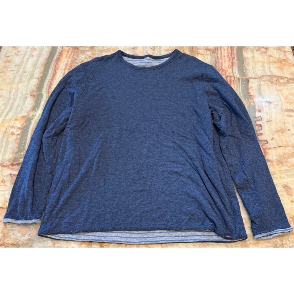 Faherty Mens T-Shirt Blue Crew Neck Long Sleeve Reversible Pullover Outdoor XL